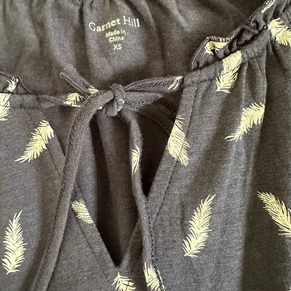 Garnet Hill Split Neck Dress XS Feather Stretch Tie Organic Cotton - Picture 3 of 10